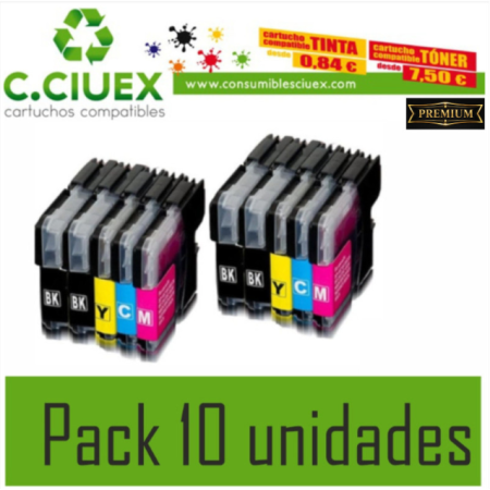 TINTA COMPATIBLE BROTHER LC 980/5/1100 PACK 10 UNIDADES