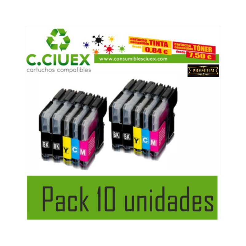 TINTA COMPATIBLE BROTHER LC 980/5/1100 PACK 10 UNIDADES