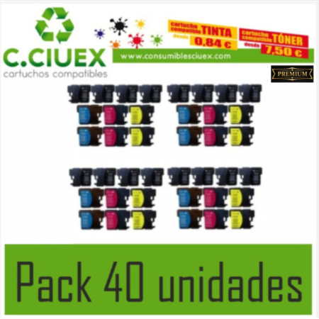 TINTA COMPATIBLE BROTHER LC 980/5/1100 PACK 40 UNIDADES