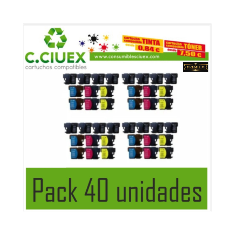 TINTA COMPATIBLE BROTHER LC 980/5/1100 PACK 40 UNIDADES
