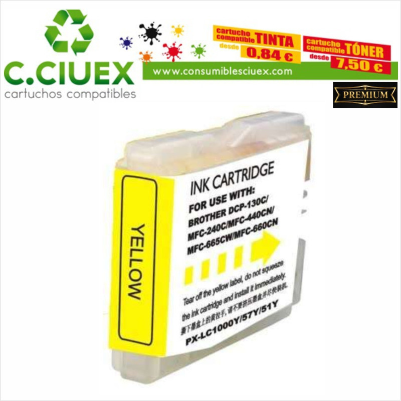 BROTHER COMPATIBLE LC970/1000 AMARILLO