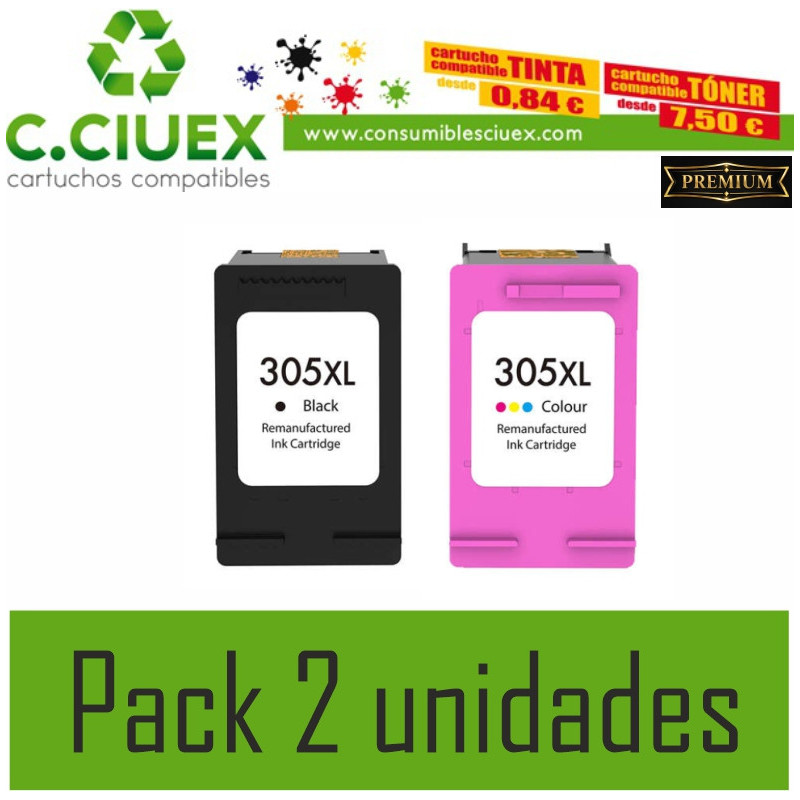 TINTA COMPATIBLE HP 305XL PACK 2 UNIDADES
