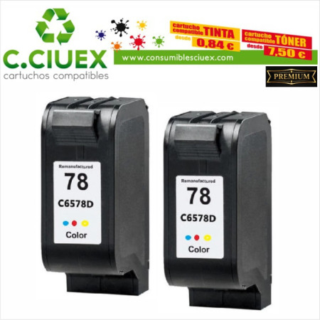 TINTA COMAPATIBLE HP 78A PACK 2 UNIDADES
