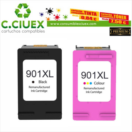 TINTA COMPATIBLE HP901XL PACK 2 UNIDADES