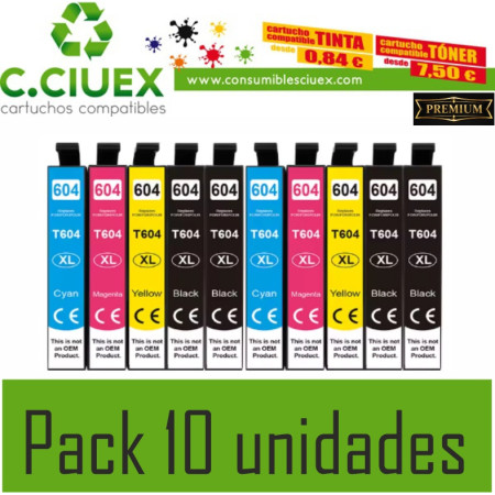 EPSON 604XL COMPATIBLE  PACK 10 UNIDADES
