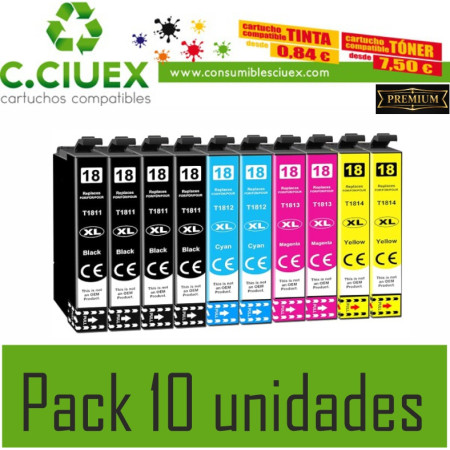 EPSON 18XL COMPATIBLE PACK 10 UNIDADES