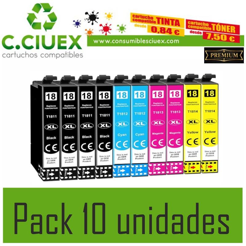 EPSON 18XL COMPATIBLE PACK 10 UNIDADES
