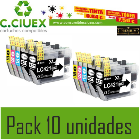 BROTHER COMPATIBLE LC421XL PACK 10 UNIDADES