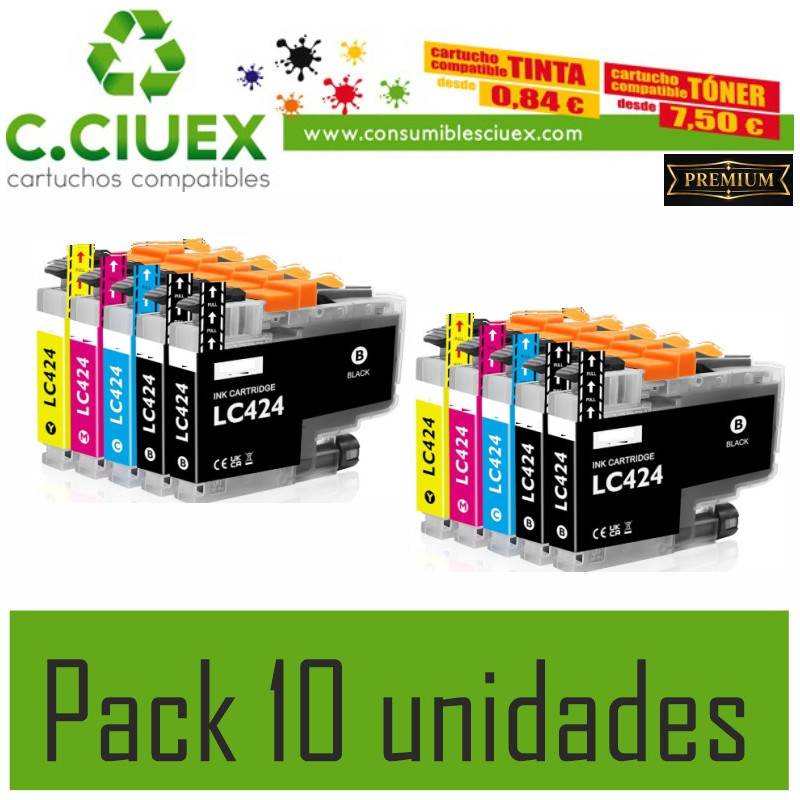 BROTHER COMPATIBLE LC424 PACK 10 UNIDADES