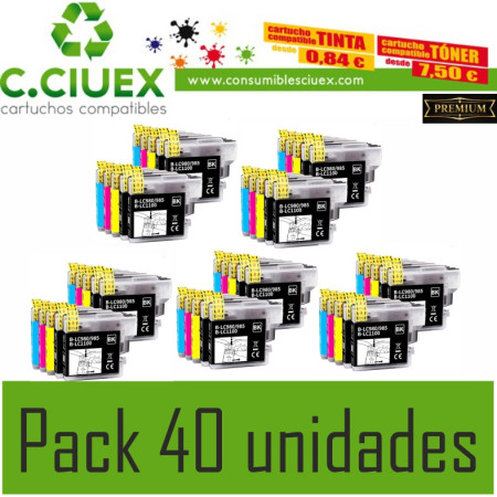 TINTA COMPATIBLE BROTHER LC 980/5/1100 PACK 40 UNIDADES