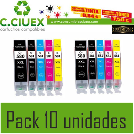 CANON COMPATIBLE PGI580XXL CLI580XXL PACK 10