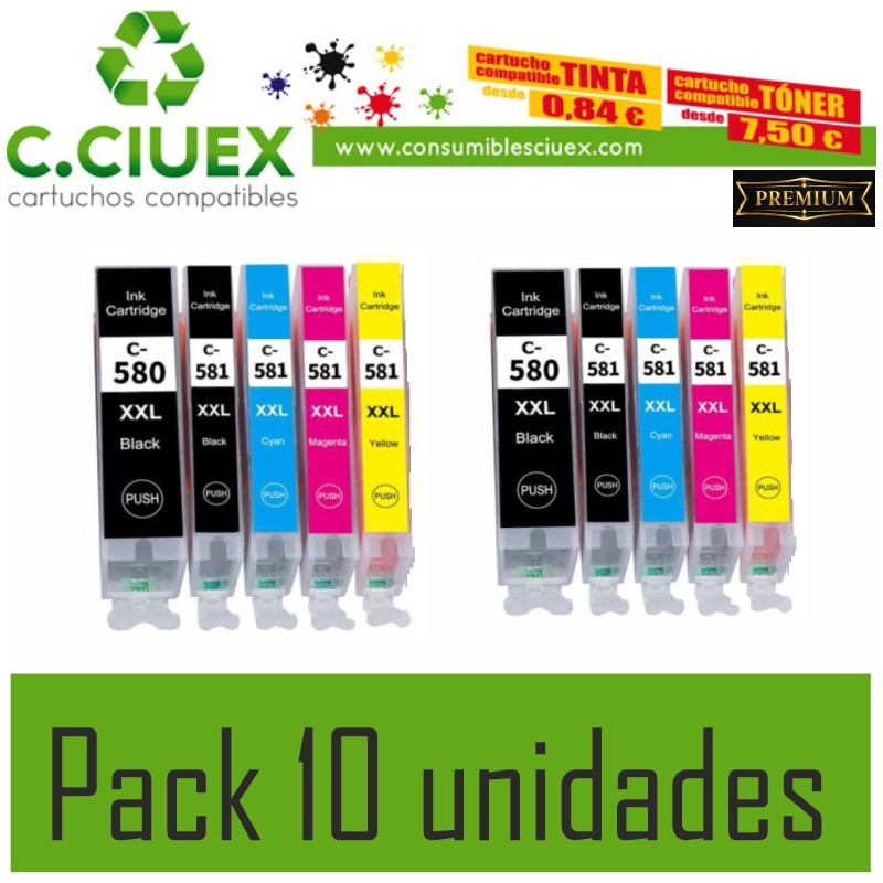 CANON COMPATIBLE PGI580XXL CLI580XXL PACK 10