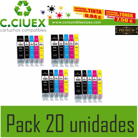 CANON COMPATIBLE PGI580XXL CLI580XXL PACK 20