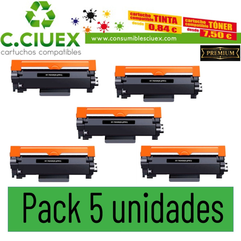 BROTHER COMPATIBLE TN2420XL PACK 5 UNIDADES