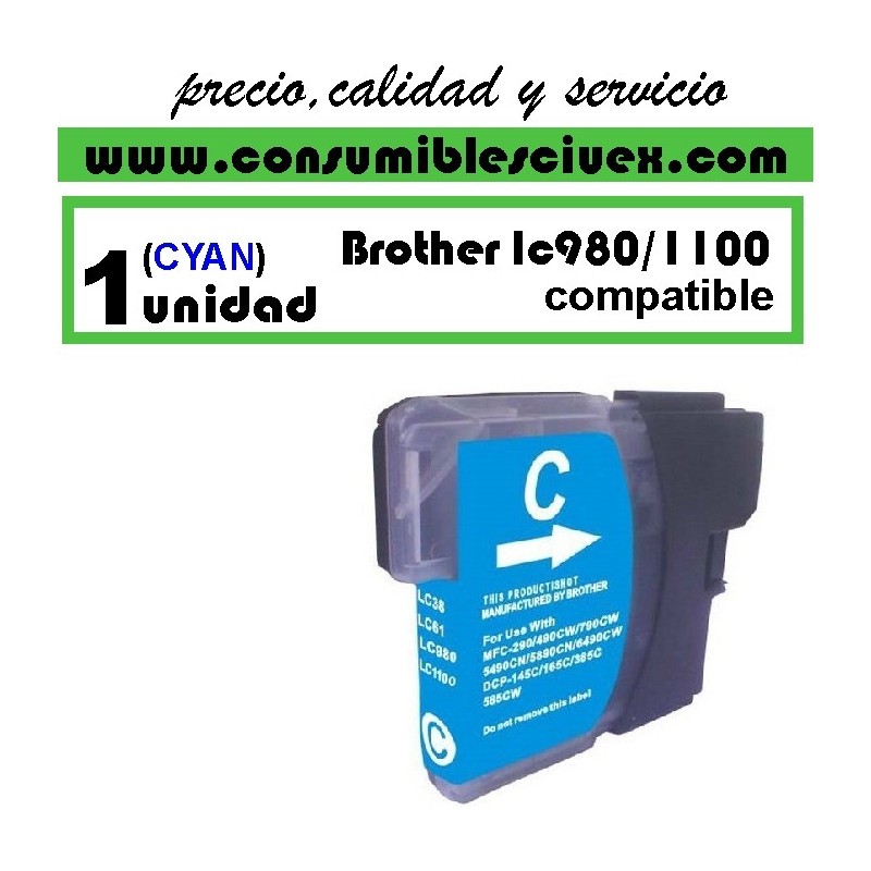 Tinta Compatible Brother LC980 Cyan