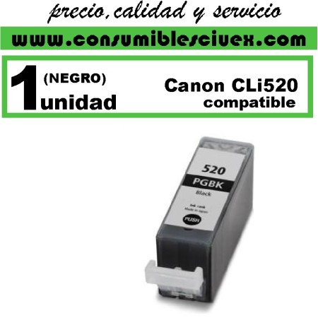 Tinta Compatible Canon cli520 negro alta capacidad