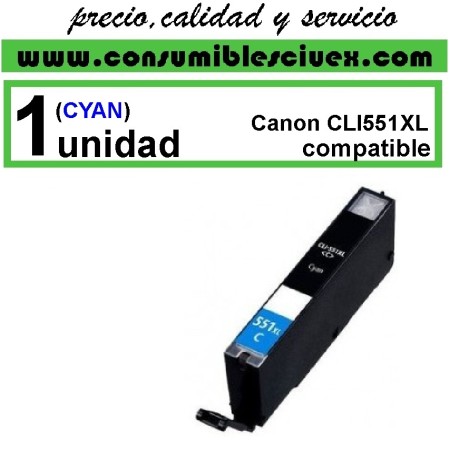 Tinta Compatible Canon cli551xl cyan