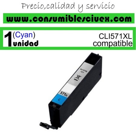 Tinta Compatible Canon CLI-571XL Cyan