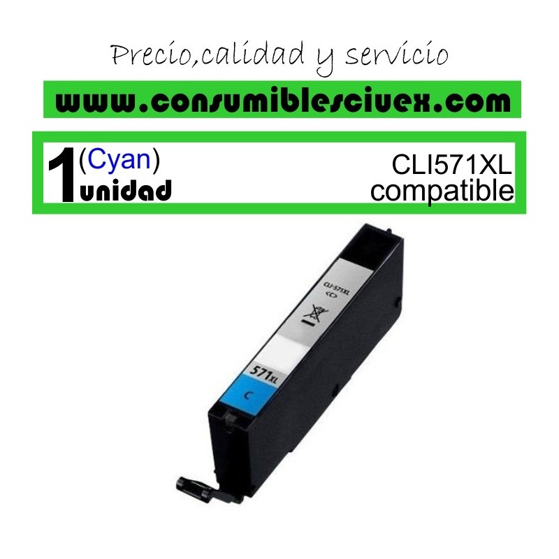 Tinta Compatible Canon CLI-571XL Cyan