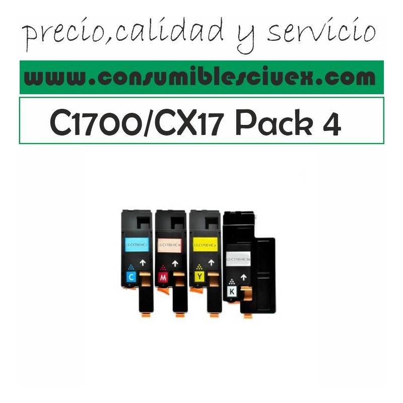 PACK 4 C1700/CX17 EPSON COMPATIBLE 