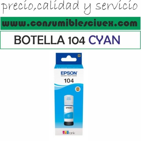 Epson 104 Cyan - Botella de Tinta Original
