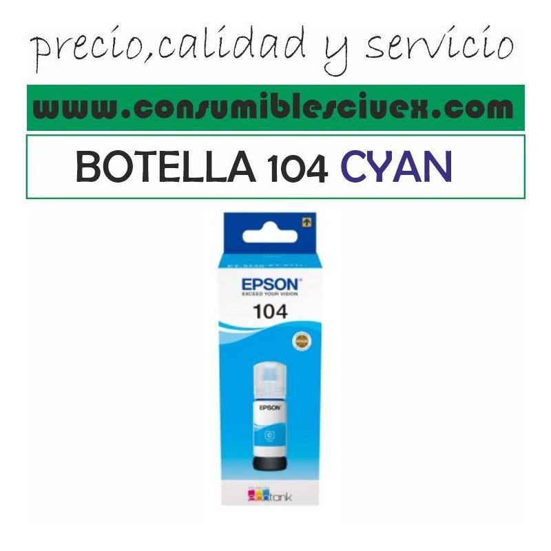 Epson 104 Cyan - Botella de Tinta Original