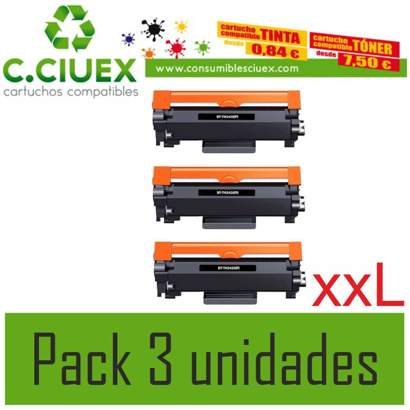 TONER COMPATIBLE BROTHER TN2420XL PACK 3 UNIDADES