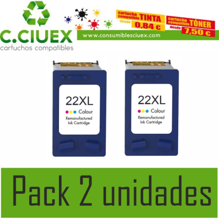 TINTA COMPATIBLE HP 22XL PACK 2 UNIDADES
