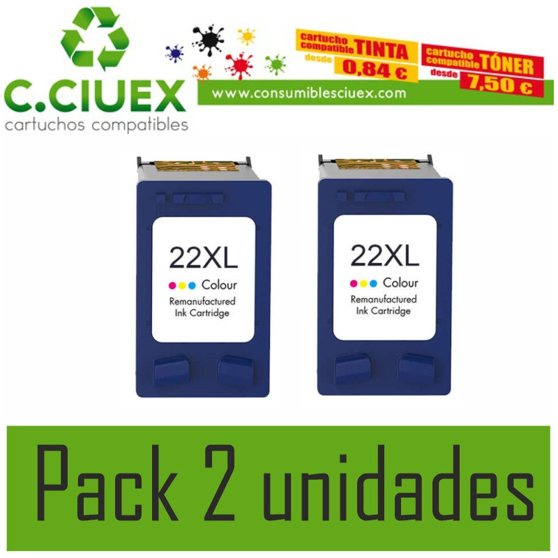 TINTA COMPATIBLE HP 22XL PACK 2 UNIDADES