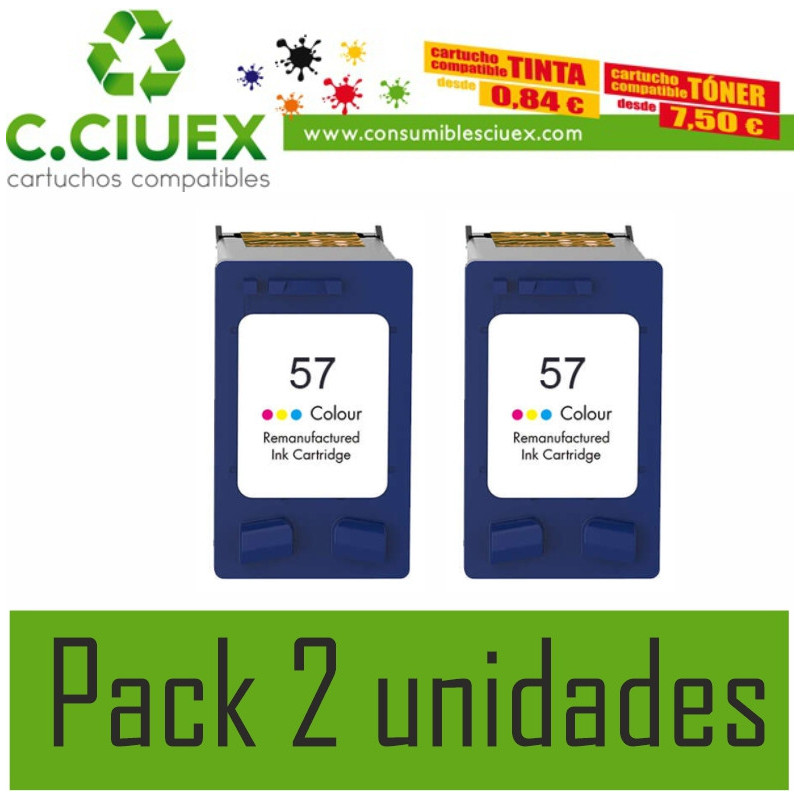 TINTA COMPATIBLE HP 57A PACK 2 UNIDADES