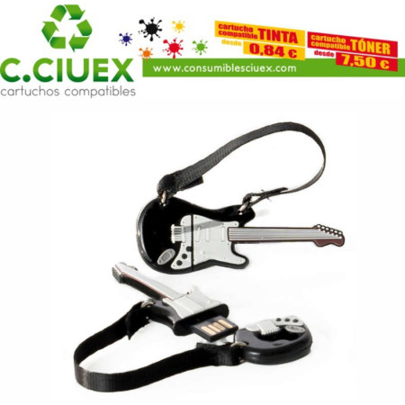 TechOneTech Guitarra Black & White Memoria USB 2.0 32GB (Pendrive)