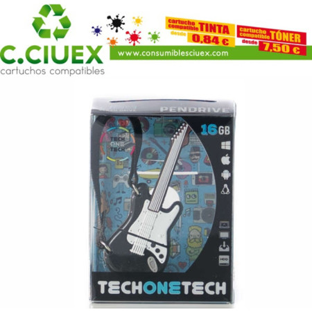 TechOneTech Guitarra Black & White Memoria USB 2.0 32GB (Pendrive)