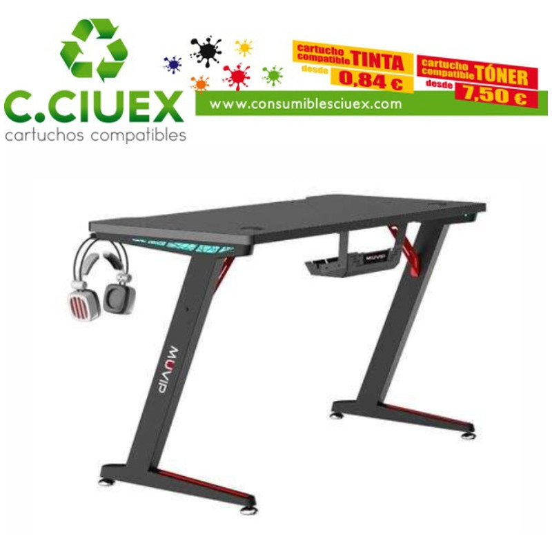 Muvip PRO300 Mesa Gaming Fibra de Carbono con Luz RGB