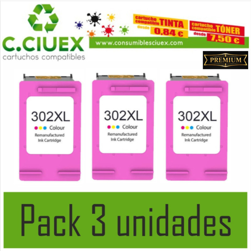 TINTA COMPATIBLE HP 302XL C TRICOLOR