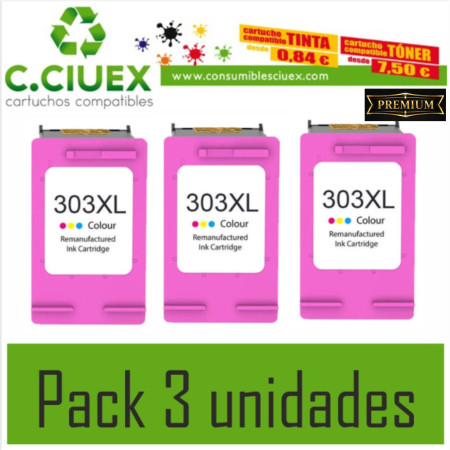 TINTA COMPATIBLE HP 303XL COLOR PACK 3 UNIDADES