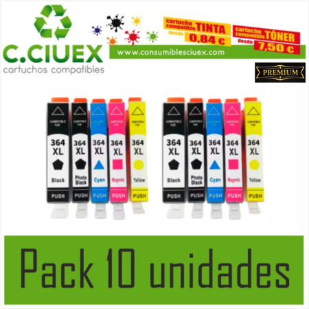 TINTA COMPATIBLE HP 364XL PACK 10 UNIDADES