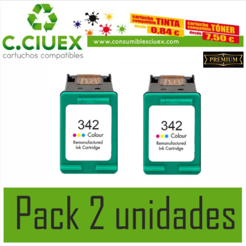 TINTA COMPATIBLE HP 342A PACK 2 UNIDADES