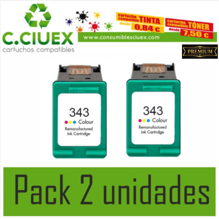 TINTA COMPATIBLE HP 343A PACK 2 UNIDADES
