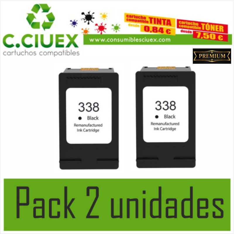 TINTA COMPATIBLE HP338 PACK 2 UNIDADES