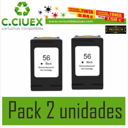 TINTA COMPATIBLE HP 56A PACK 2 UNIDADES