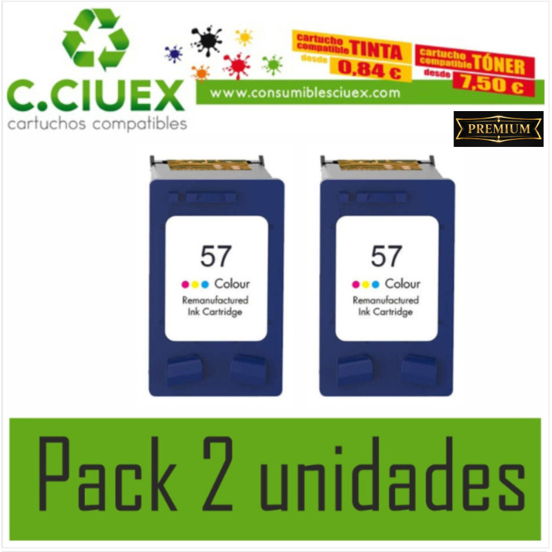 TINTA COMPATIBLE HP 57A PACK 2 UNIDADES