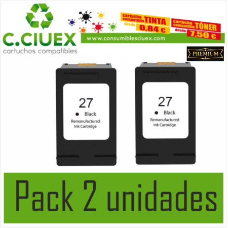 TINTA COMAPATIBLE HP 27A PACK 2 UNIDADES