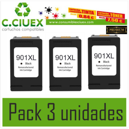 TINTA COMPATIBLE HP901XL PACK DE 3 UNIDADES