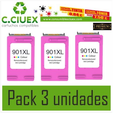 TINTA COMPATIBLE HP901XL PACK 3 UNIDADES