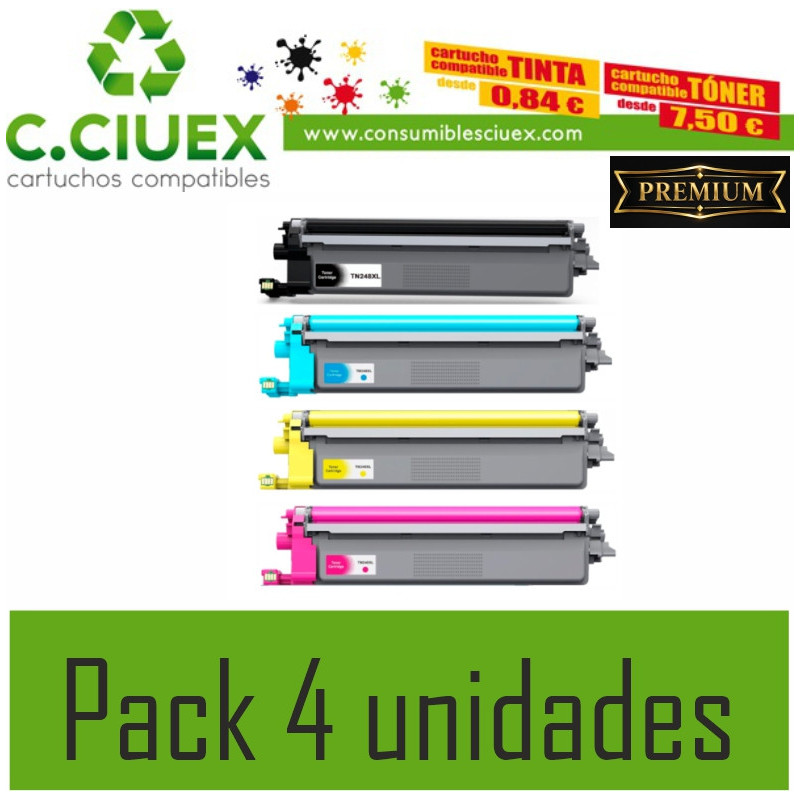 BROTHER COMPATIBLE TN248XL PACK 4 UNIDADES