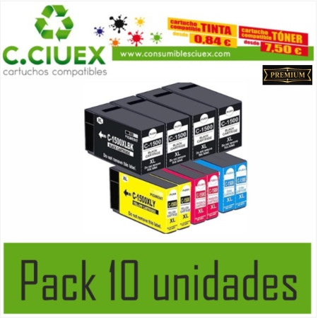 TINTA COMPATIBLE CANON NEGRO PGI 1500XL PACK 10 UNIDADES
