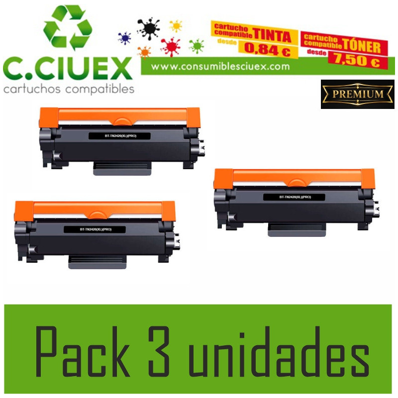 BROTHER COMPATIBLE TN2420XL PACK 3 UNIDADES