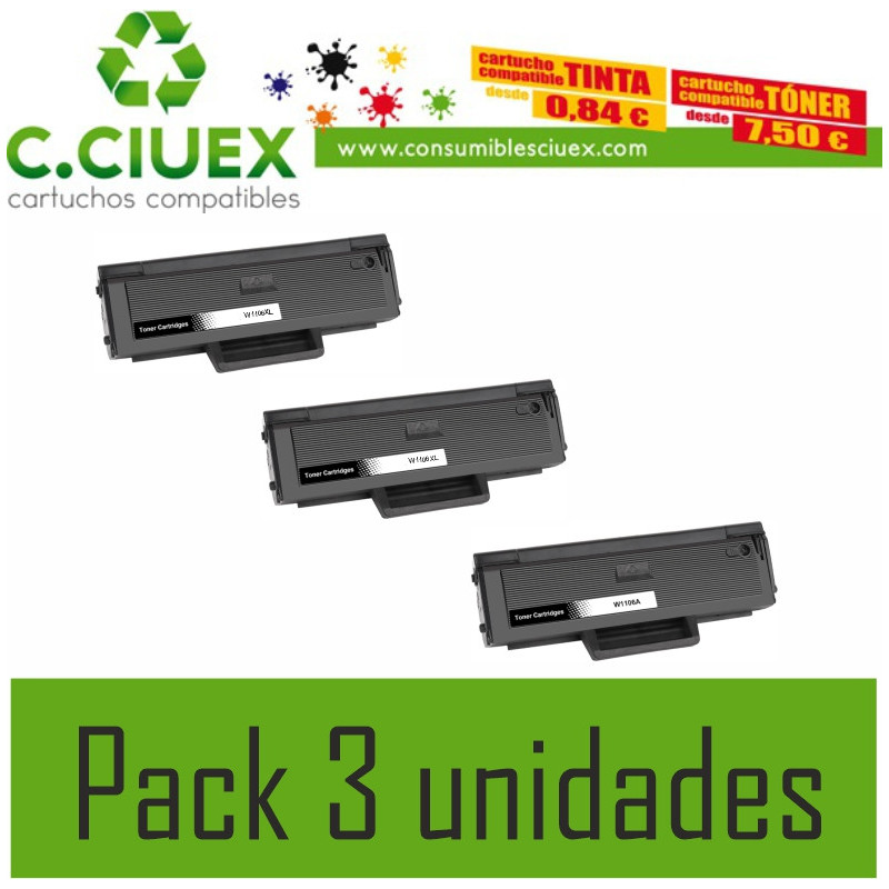 HP W1106xl COMPATIBLE PACK 3 UNIDADES