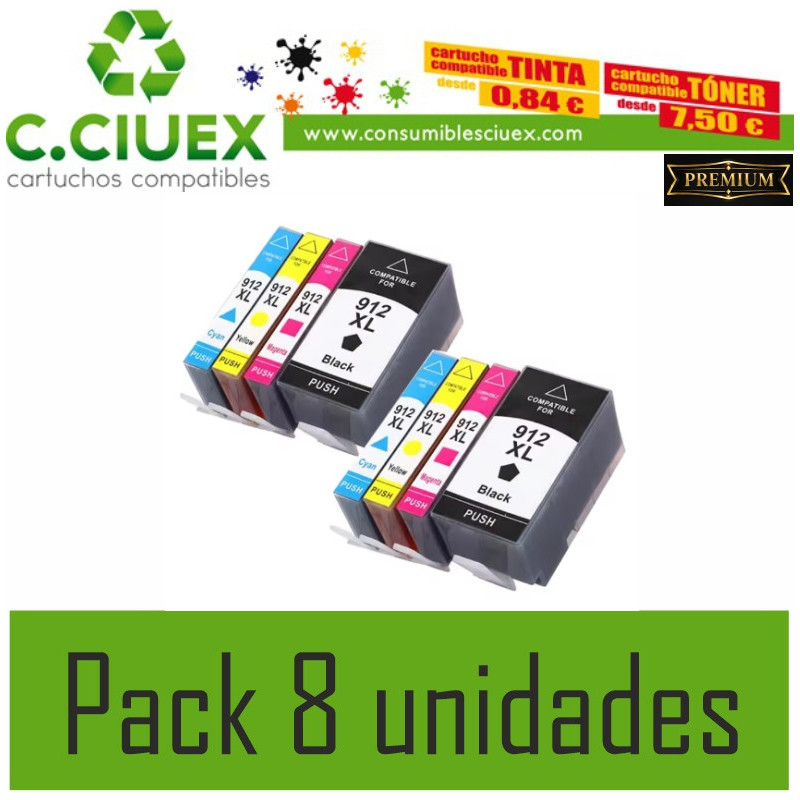 TINTA COMPATIBLE HP 912XL PACK  UNIDADES