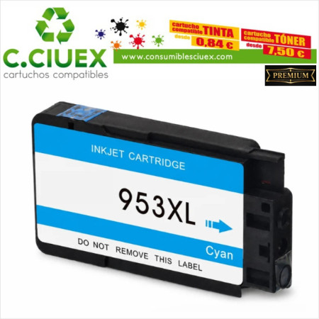 HP 953XL CYAN CARTUCHO DE TINTA GENERICO F6U16AE/F6U12AE